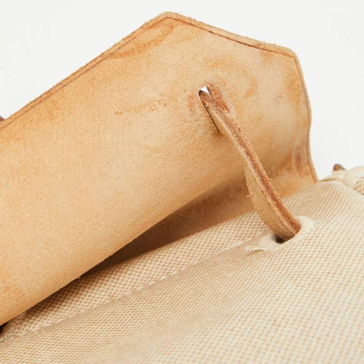 Pre Owned Hermes Tan/Beige Canvas and Leather 2 in 1 Herbag 39 Bag