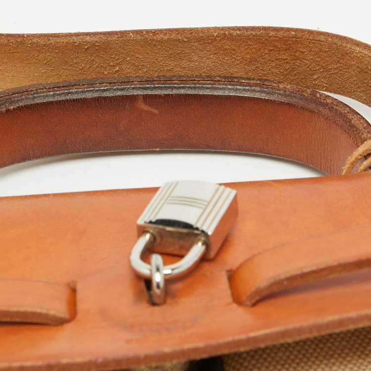 Pre Owned Hermes Tan/Beige Canvas and Leather 2 in 1 Herbag 39 Bag