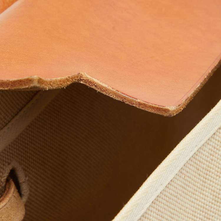 Pre Owned Hermes Tan/Beige Canvas and Leather 2 in 1 Herbag 39 Bag