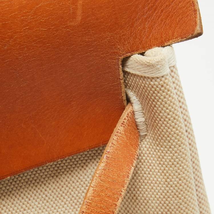 Pre Owned Hermes Tan/Beige Canvas and Leather 2 in 1 Herbag 39 Bag