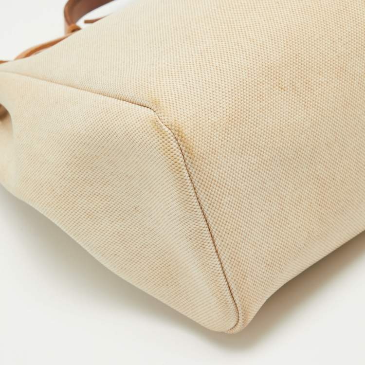 Pre Owned Hermes Tan/Beige Canvas and Leather 2 in 1 Herbag 39 Bag
