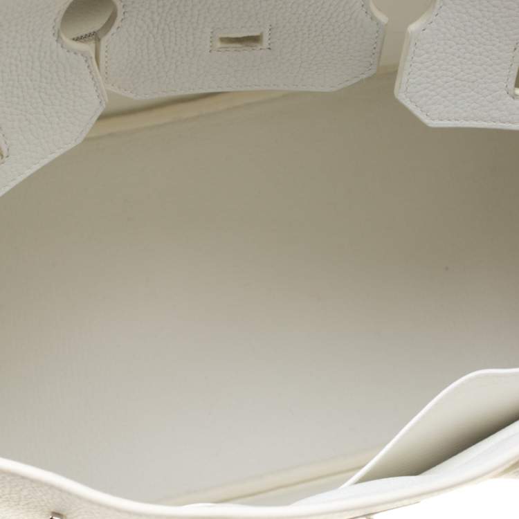 Pre Owned Hermes White Togo Leather Palladium Hardware Birkin 35 Bag