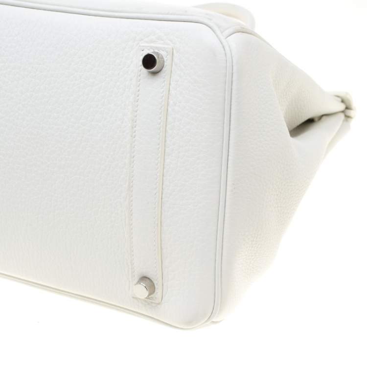 Pre Owned Hermes White Togo Leather Palladium Hardware Birkin 35 Bag