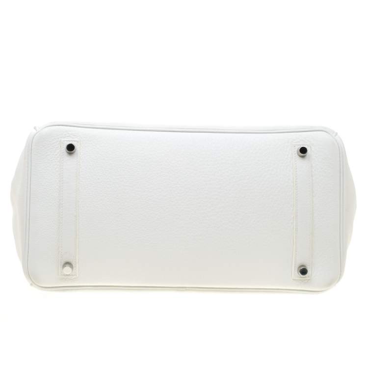 Pre Owned Hermes White Togo Leather Palladium Hardware Birkin 35 Bag