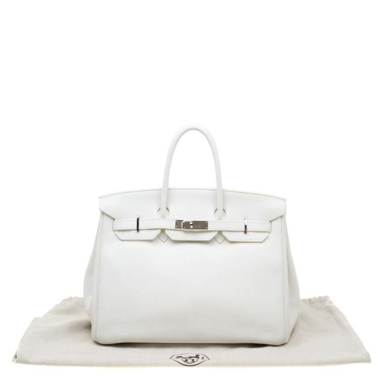 Pre Owned Hermes White Togo Leather Palladium Hardware Birkin 35 Bag