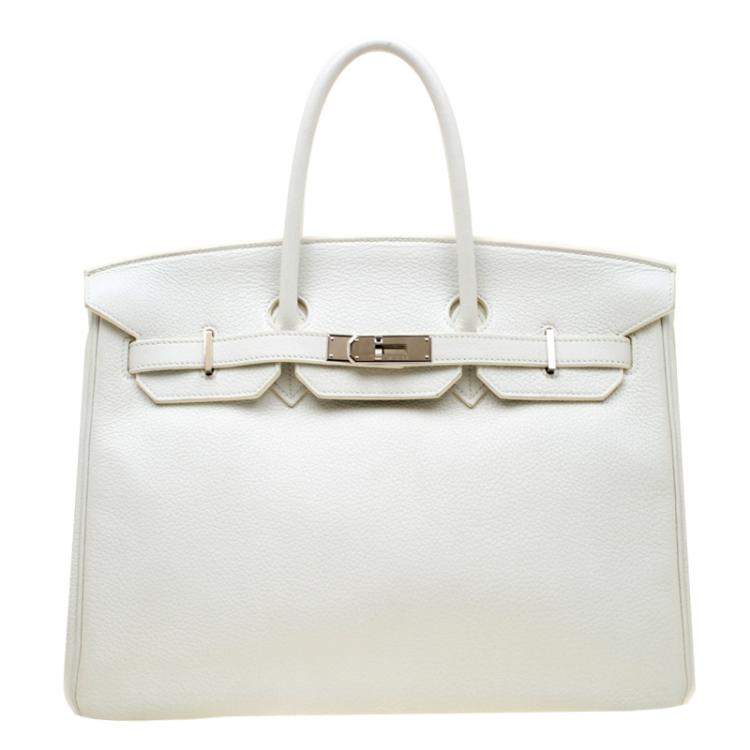 hermes white handbag
