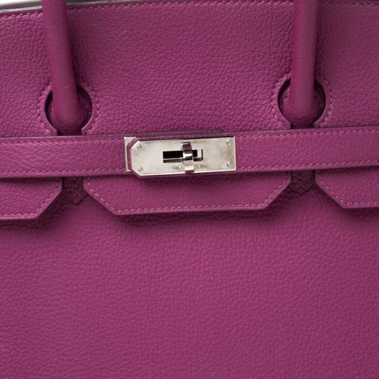 Pre Owned Hermes Tosca Togo Leather Palladium Hardware Birkin 35 Bag