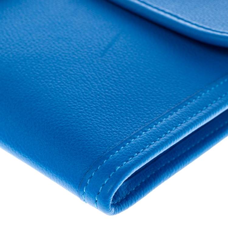 Pre Owned Hermes Blue Brighton Swift Leather Elan 29 Jige Clutch
