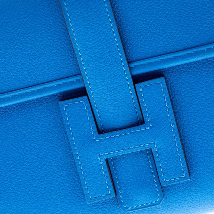 Pre Owned Hermes Blue Brighton Swift Leather Elan 29 Jige Clutch