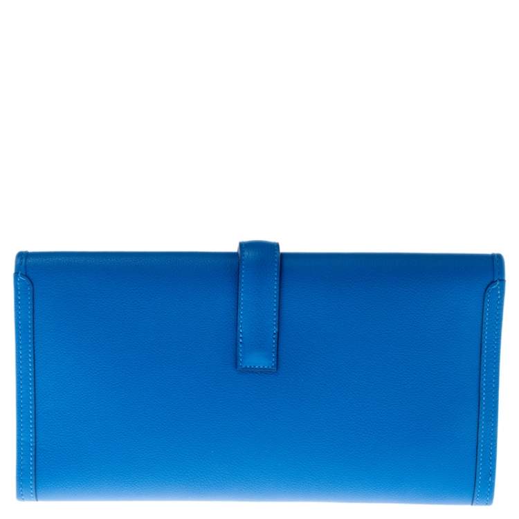 Pre Owned Hermes Blue Brighton Swift Leather Elan 29 Jige Clutch
