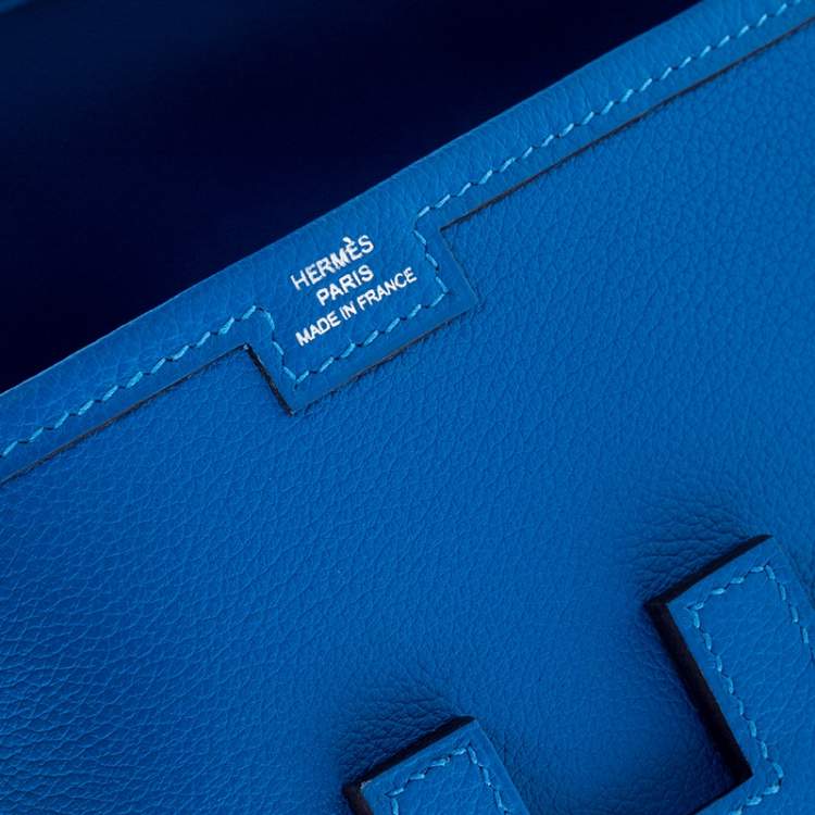 Pre Owned Hermes Blue Brighton Swift Leather Elan 29 Jige Clutch
