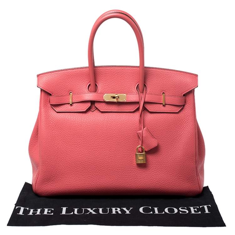 Pre Owned Hermes Bougainvillier Clemence Leather Gold Hardware Birkin 35 Bag