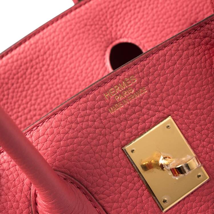Pre Owned Hermes Bougainvillier Clemence Leather Gold Hardware Birkin 35 Bag