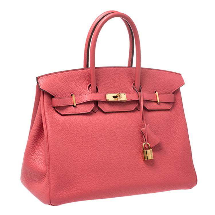 Pre Owned Hermes Bougainvillier Clemence Leather Gold Hardware Birkin 35 Bag