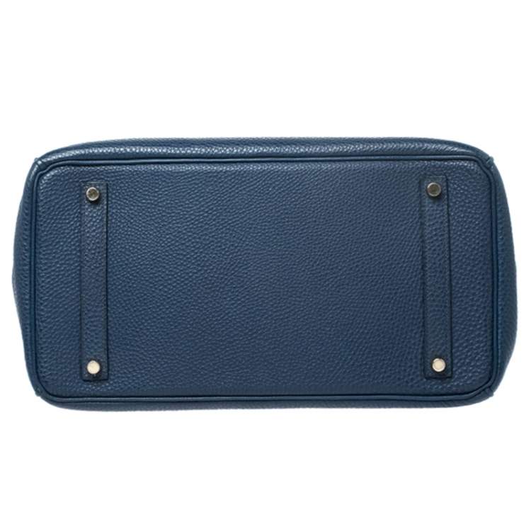 Pre Owned Hermes Blue De Malte Togo Leather Gold Hardware Birkin 35 Bag