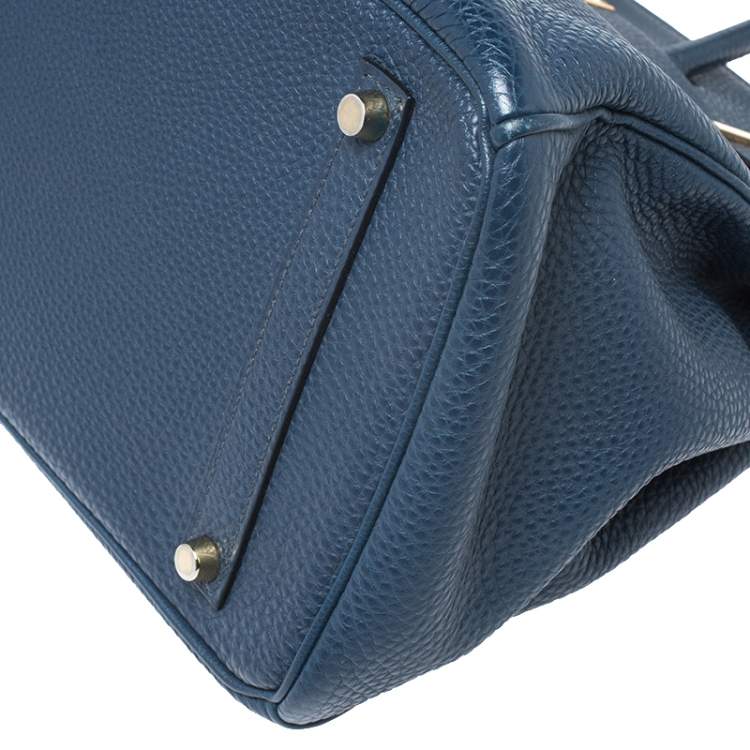 Pre Owned Hermes Blue De Malte Togo Leather Gold Hardware Birkin 35 Bag