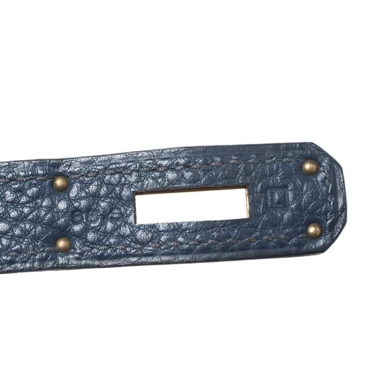 Pre Owned Hermes Blue De Malte Togo Leather Gold Hardware Birkin 35 Bag