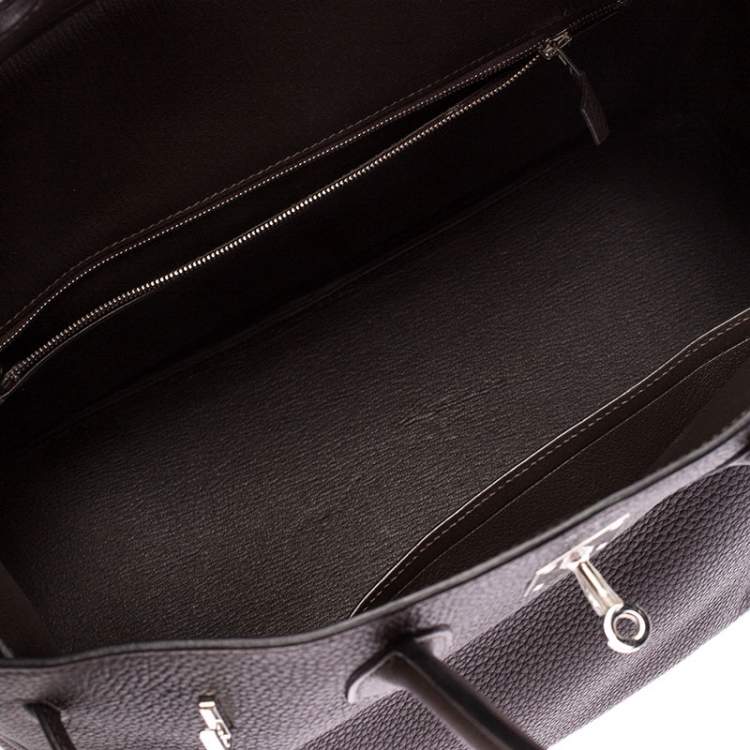 Pre Owned Hermes Ebene Togo Leather Palladium Hardware Birkin 35 Bag