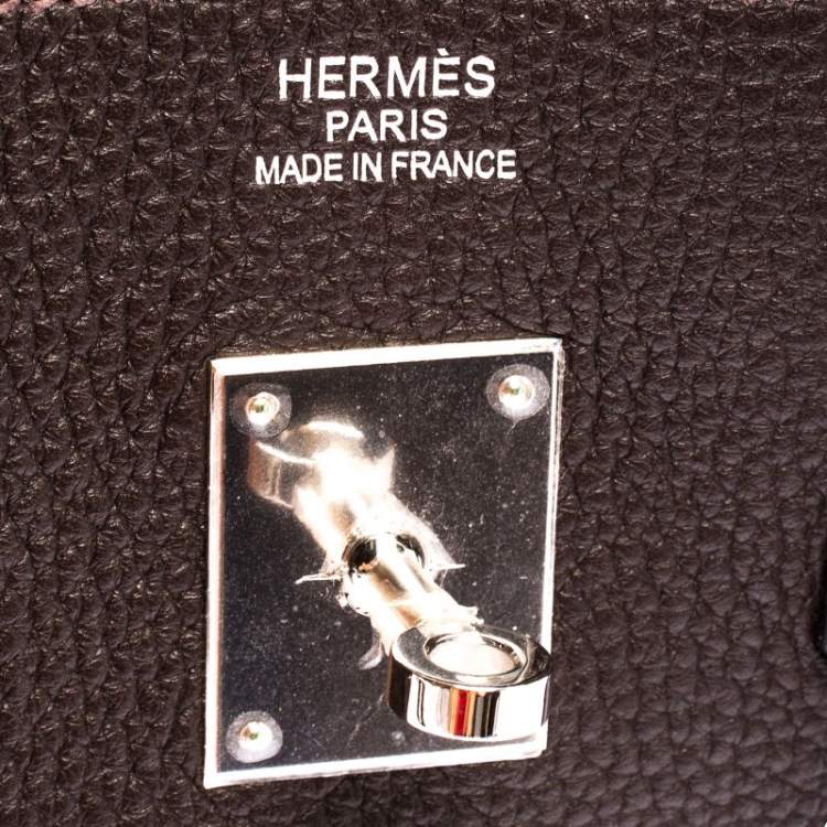 Pre Owned Hermes Ebene Togo Leather Palladium Hardware Birkin 35 Bag