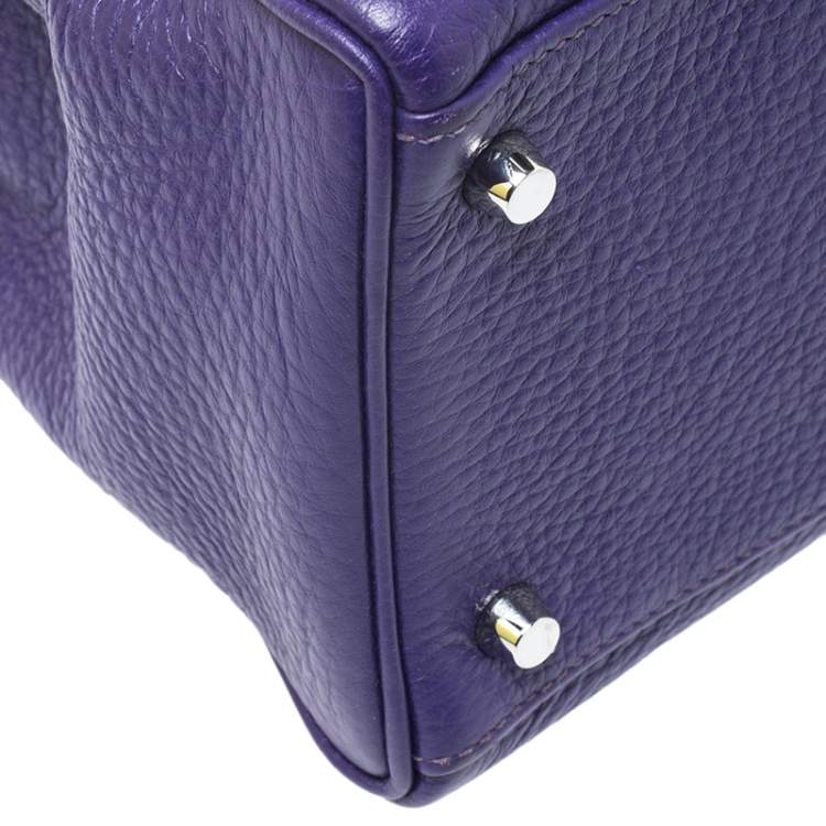 Pre Owned Hermes Ultraviolet Clemence Leather Palladium Hardware Kelly Retourne 35 Bag