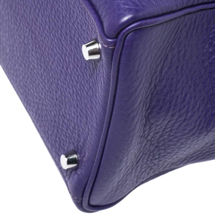 Pre Owned Hermes Ultraviolet Clemence Leather Palladium Hardware Kelly Retourne 35 Bag