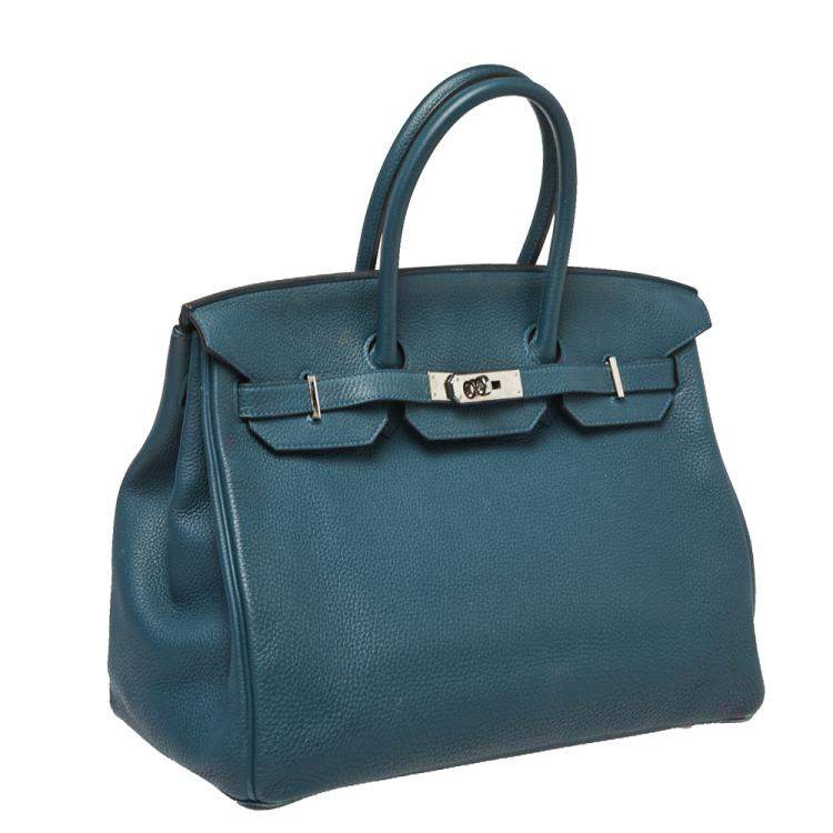 Pre Owned Hermes Colvert Togo Leather Palladium Hardware Birkin 35 Bag