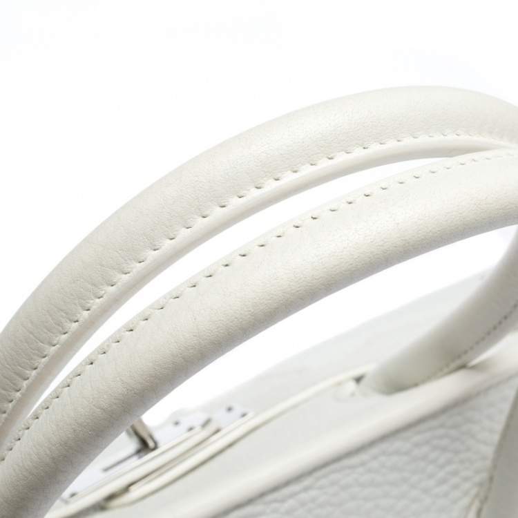 Pre Owned Hermes White Taurillon Clemence Leather Palladium Hardware Shoulder Birkin 42 Bag