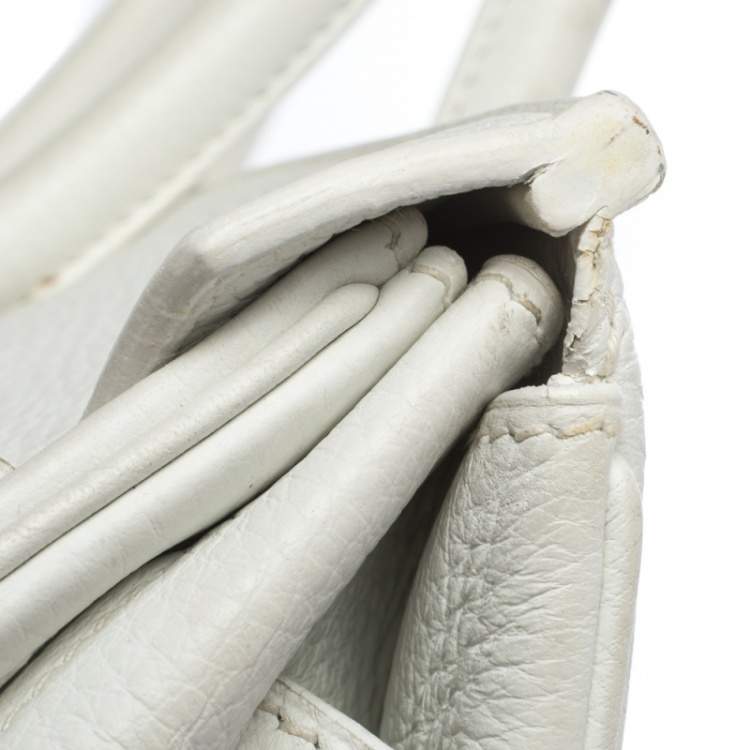 Pre Owned Hermes White Taurillon Clemence Leather Palladium Hardware Shoulder Birkin 42 Bag