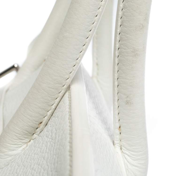 Pre Owned Hermes White Taurillon Clemence Leather Palladium Hardware Shoulder Birkin 42 Bag