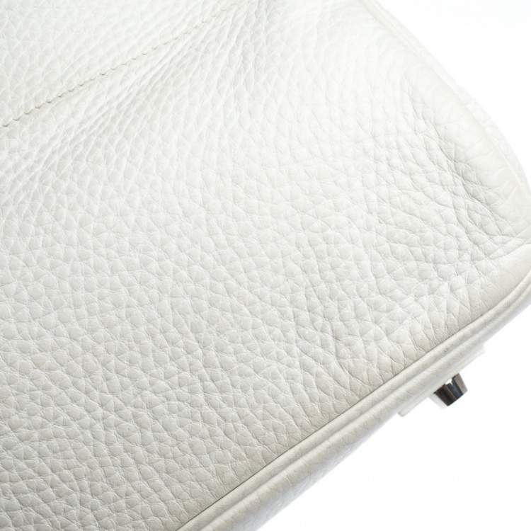 Pre Owned Hermes White Taurillon Clemence Leather Palladium Hardware Shoulder Birkin 42 Bag