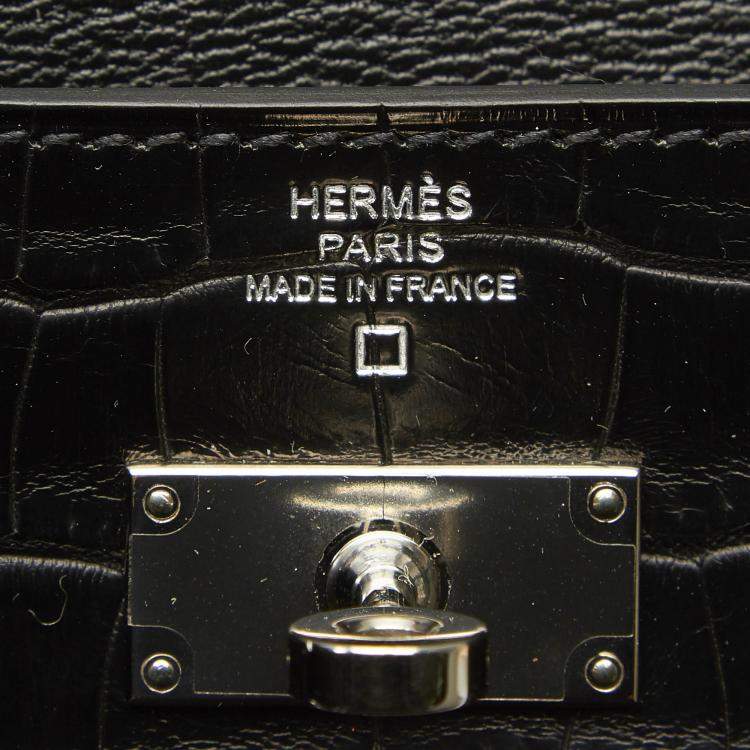 Pre Owned Hermes Black Alligator Leather Kelly Wallet