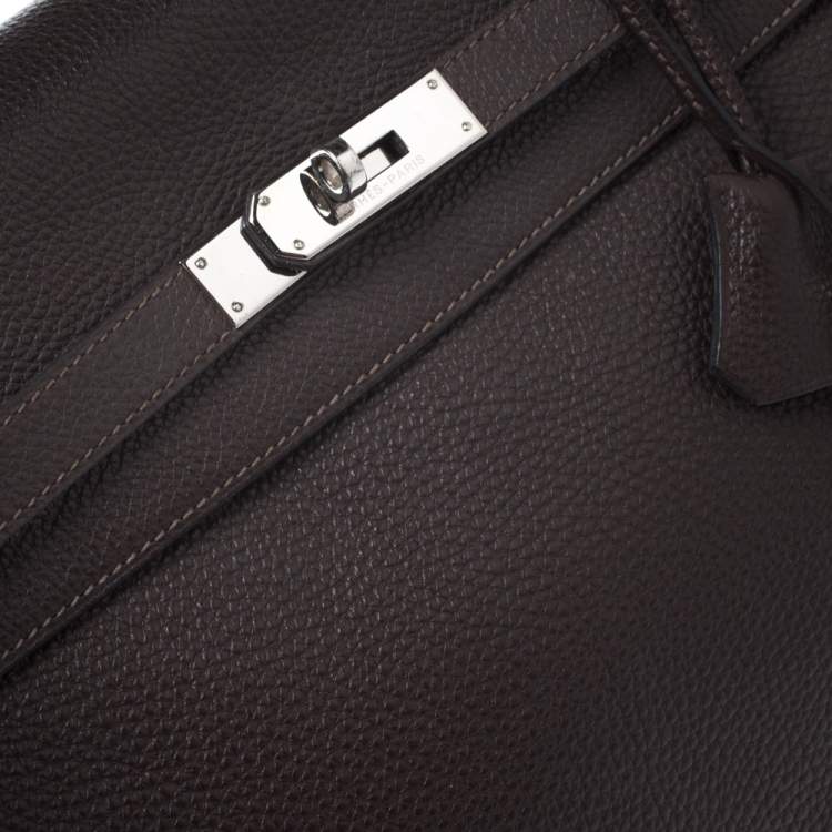 Pre Owned Hermes Cacao Togo Leather Palladium Hardware Kelly Sellier 35 Bag