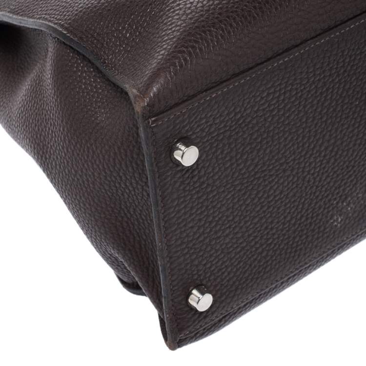 Pre Owned Hermes Cacao Togo Leather Palladium Hardware Kelly Sellier 35 Bag
