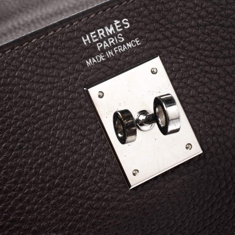 Pre Owned Hermes Cacao Togo Leather Palladium Hardware Kelly Sellier 35 Bag