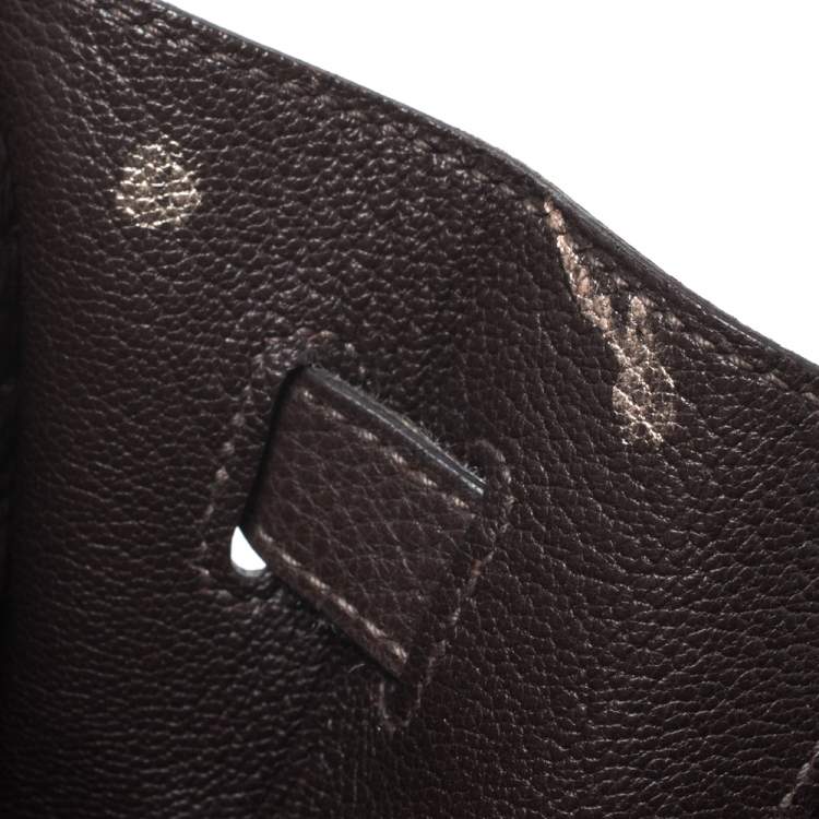 Pre Owned Hermes Cacao Togo Leather Palladium Hardware Kelly Sellier 35 Bag