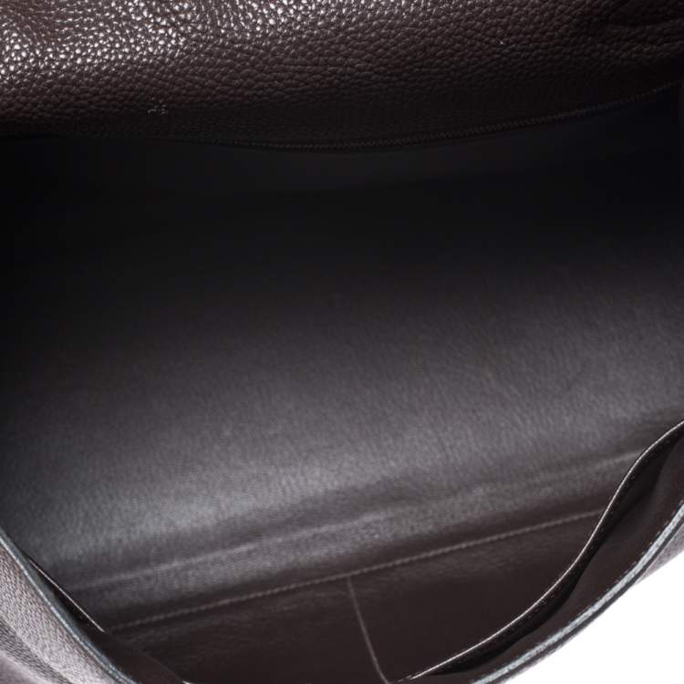 Pre Owned Hermes Cacao Togo Leather Palladium Hardware Kelly Sellier 35 Bag
