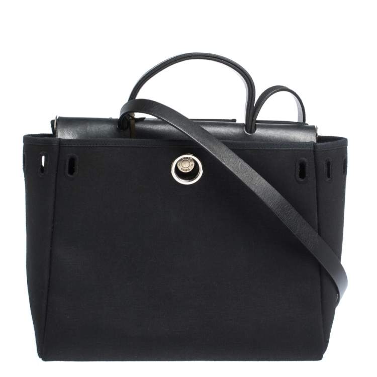 Pre Owned Hermes Black Canvas and Leather 2 in 1 Herbag 31