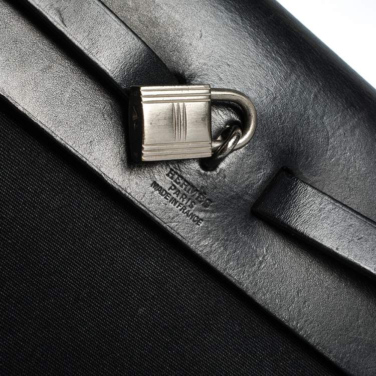 Pre Owned Hermes Black Canvas and Leather 2 in 1 Herbag 31