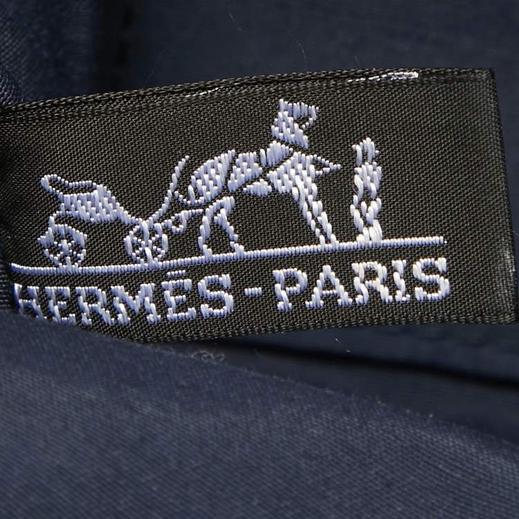 Pre Owned Hermes Navy Blue/Brown Canvas Medium Bolide Case