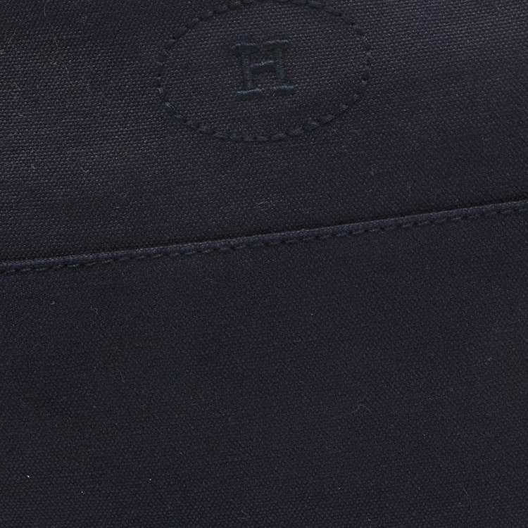 Pre Owned Hermes Navy Blue/Brown Canvas Medium Bolide Case