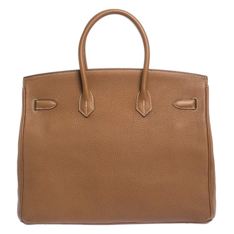 Pre Owned Hermes Gold Togo Leather Gold Hardware Birkin 35 Bag