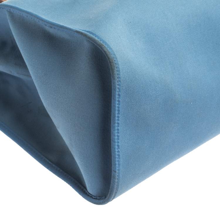 Pre Owned Hermes Natural/Blue Canvas and Leather Herbag Zip 39 Bag