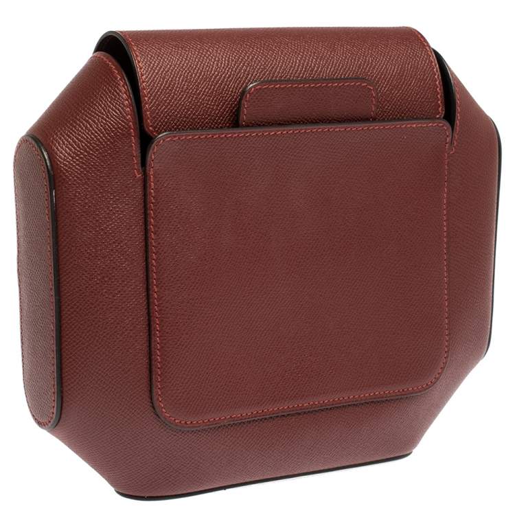مملوكة مسبقًا Hermes Rouge H Epsom Leather Octogone Clutch