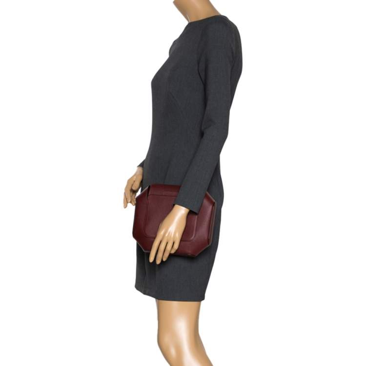 مملوكة مسبقًا Hermes Rouge H Epsom Leather Octogone Clutch