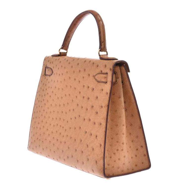 Hermes Birkin Bag Ostrich Leather Gold Hardware In Brown
