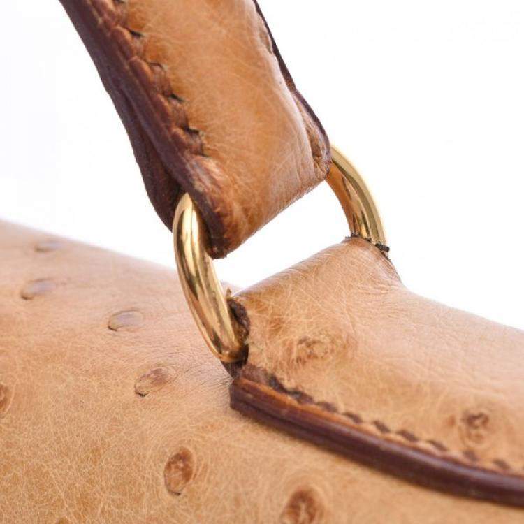 Pre Owned Hermes Chestnut Ostrich Leather Gold Hardware Kelly Sellier 28 Bag 