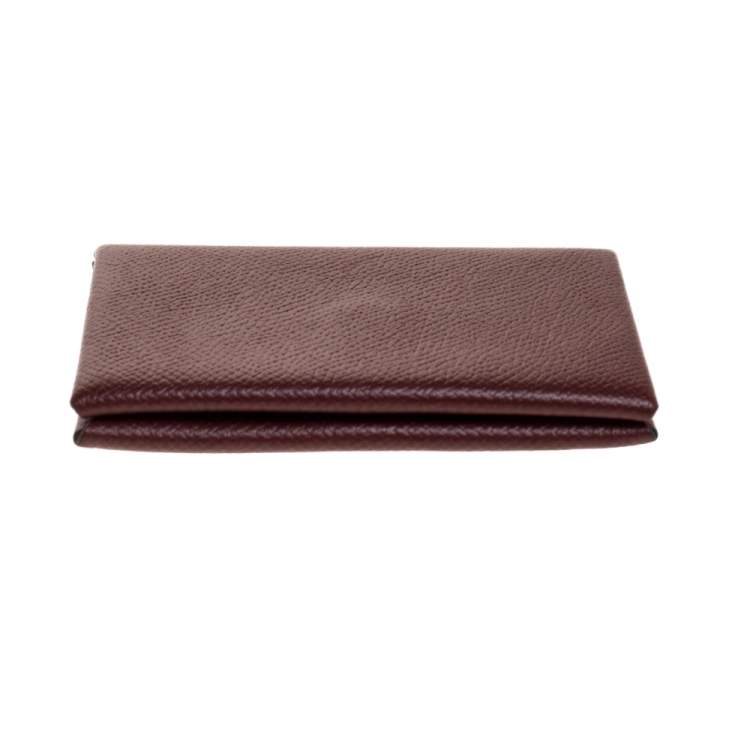 Pre Owned Hermes Burgundy Epsom Leather Calvi Verso Card Holder 