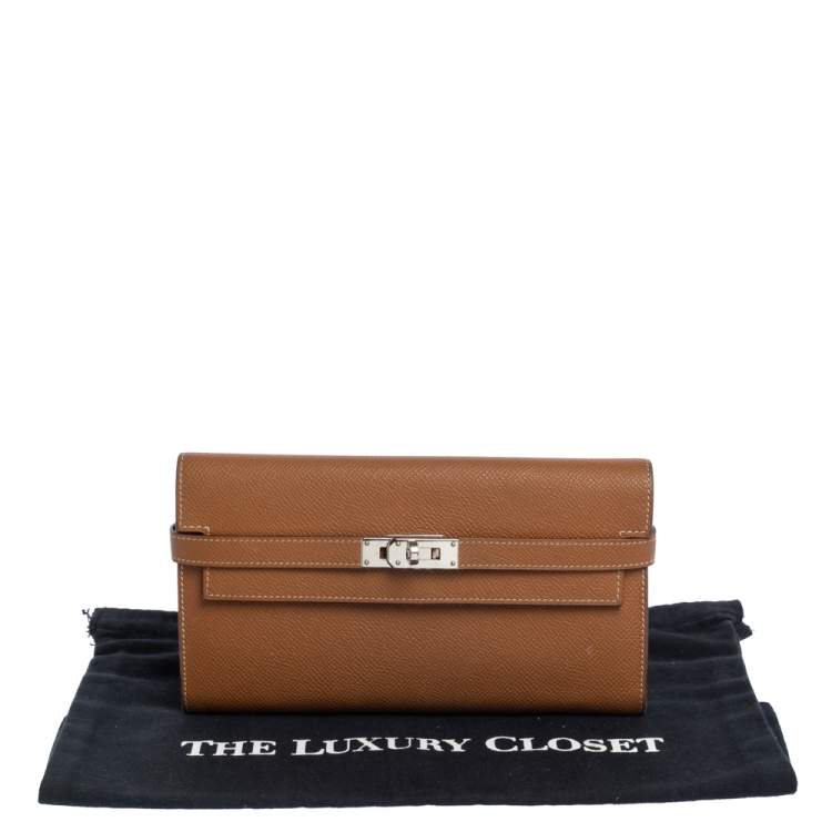 Pre Owned Hermes Cigare Epsom Leather Kelly Wallet 