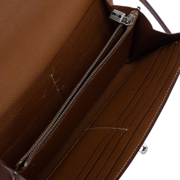 Pre Owned Hermes Cigare Epsom Leather Kelly Wallet 