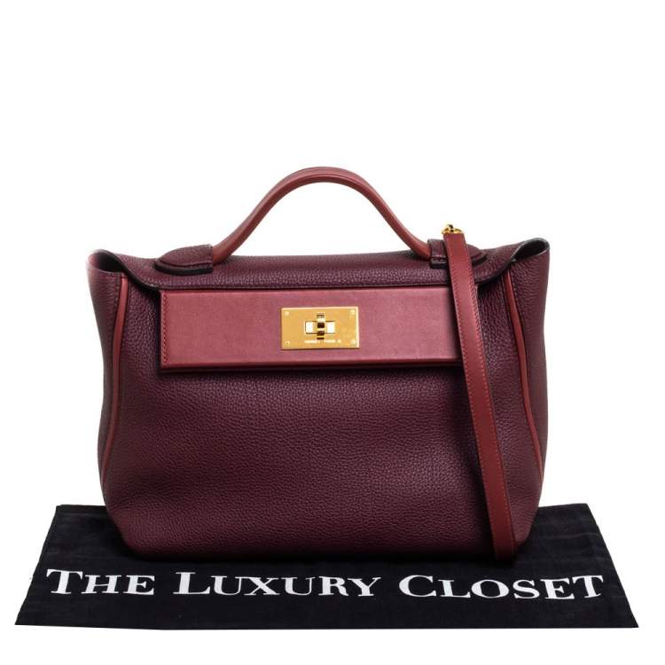 Pre Owned Hermes Bordeaux/Rouge H Togo and Sombrero Gold Hardware 24/24 29 Bag 